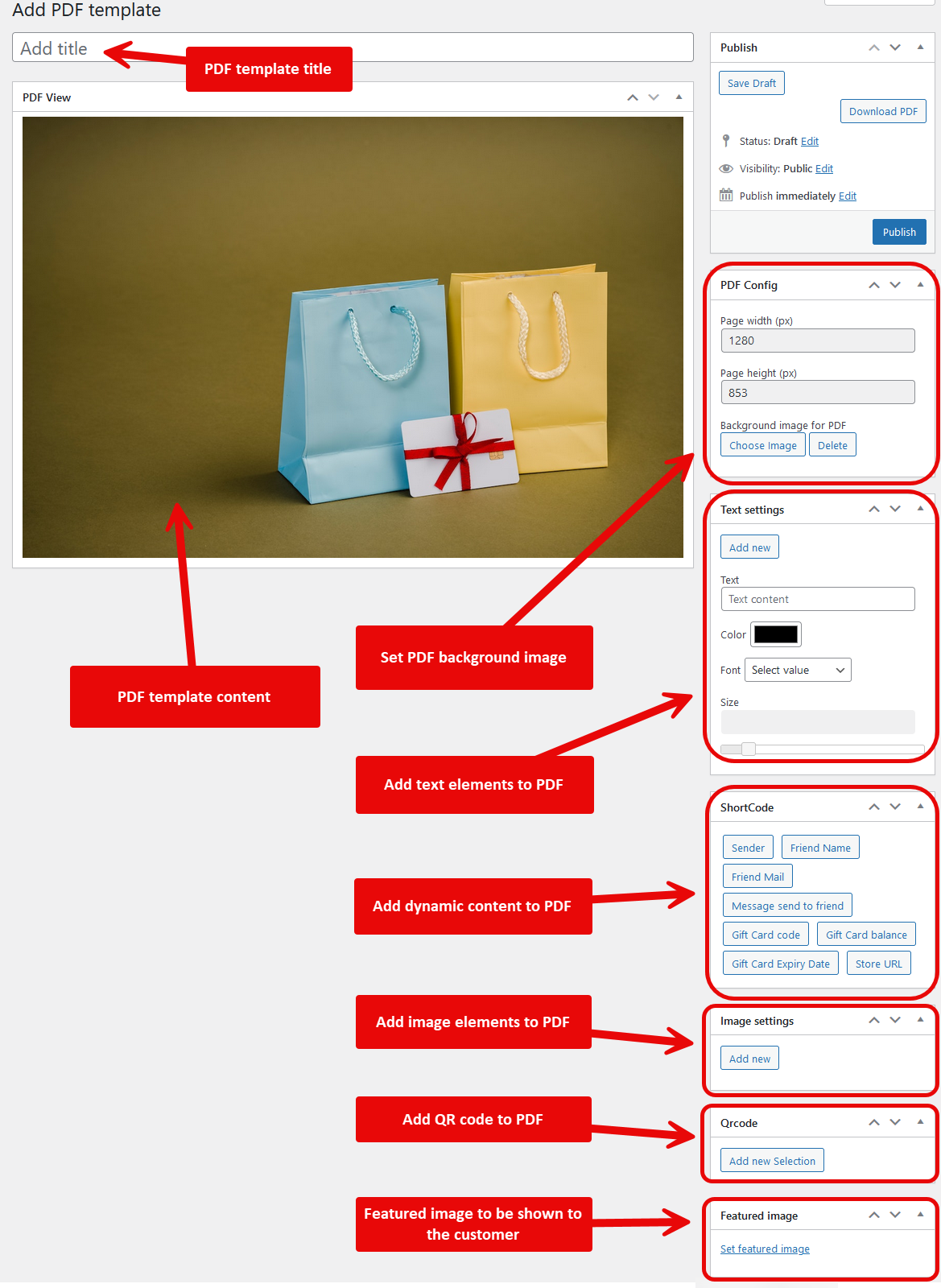 Gift Card For WooCommerce Backend Add PDF Template